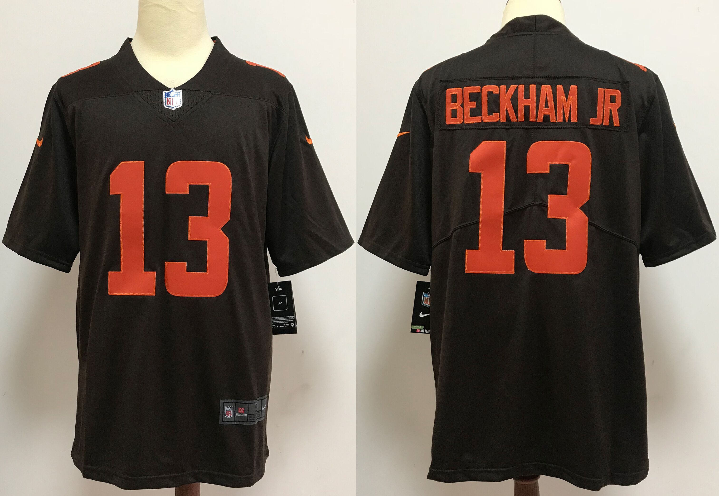 Men Cleveland Browns 13 Beckham jr brown orange Nike Vapor Untouchable Stitched Limited NFL Jerseys